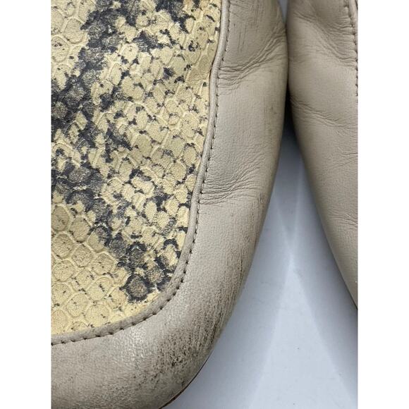 COLE HAAN Women’s Beige Leather Snake-Skin Embossed Slip-On Mule Shoes SZ 6.5 - Picture 4 of 9